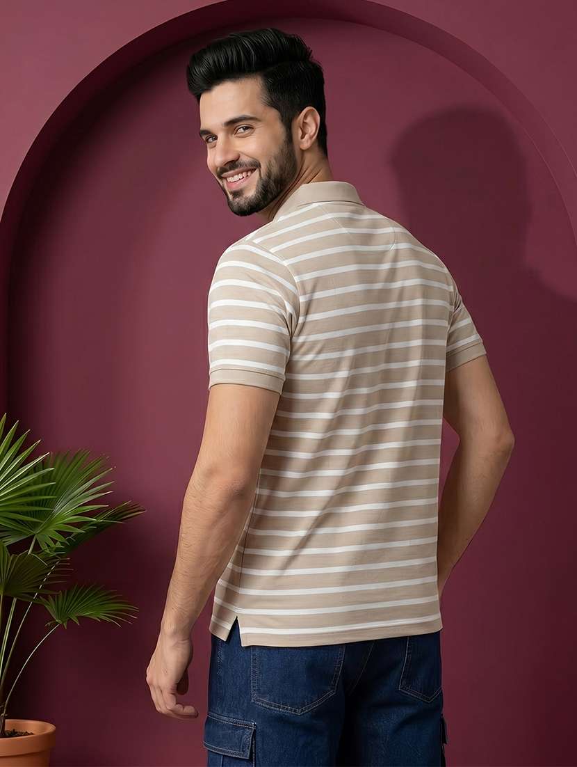 Men Striped Short Sleeve Regular Fit Polo T-shirt - 22527438 -  Standard Image - 3