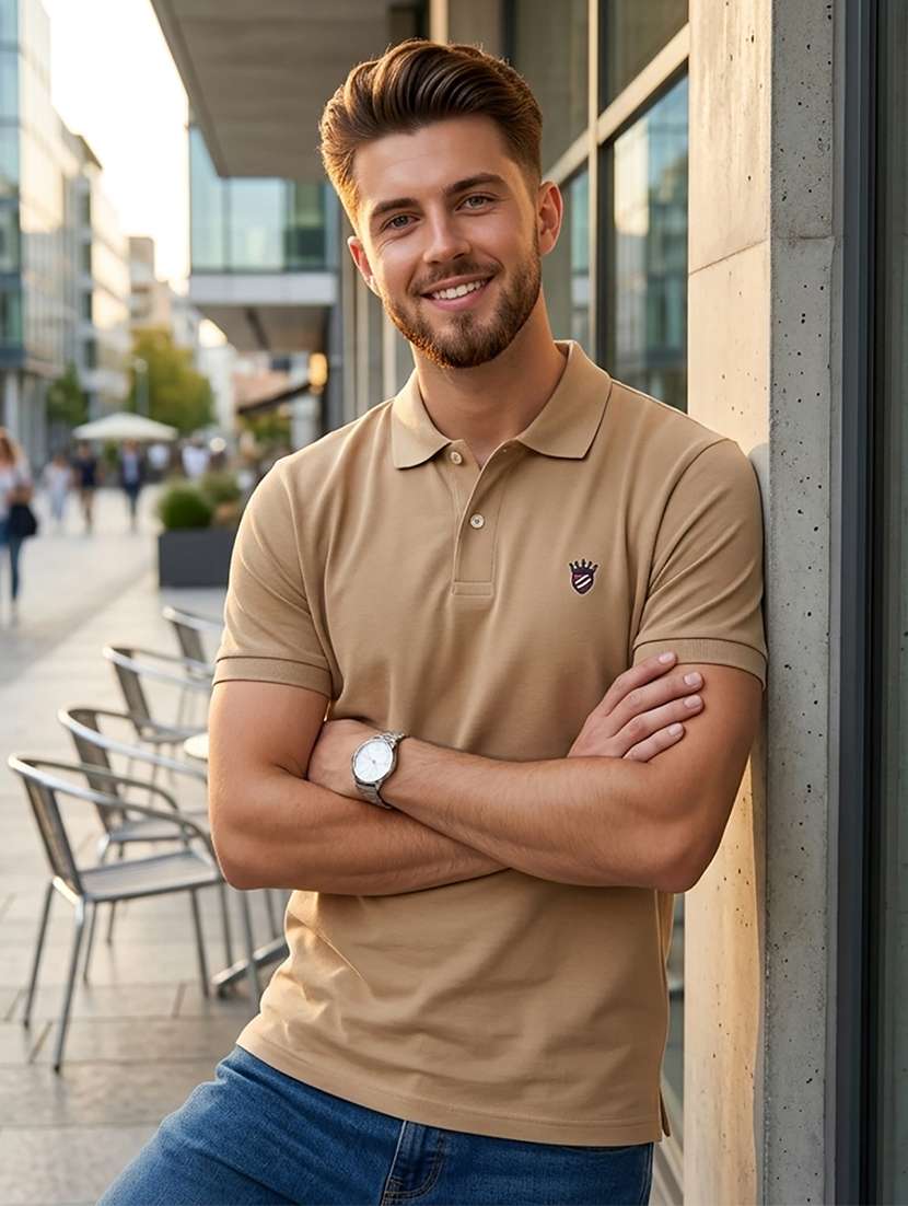 men solid short sleeve regular fit polo t-shirt