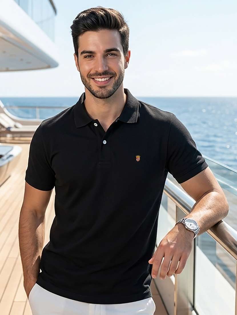 men solid short sleeve regular fit polo t-shirt