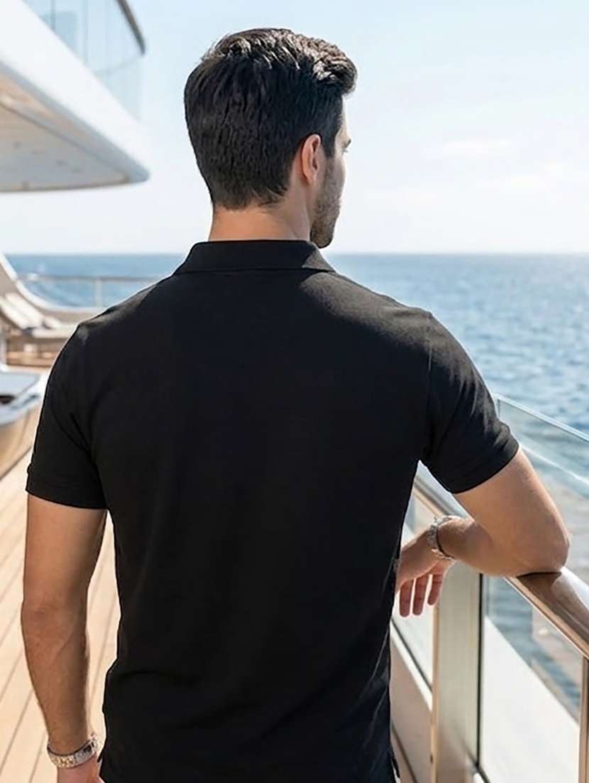 Men Solid Short Sleeve Regular Fit Polo T-shirt - 22527444 -  Standard Image - 3