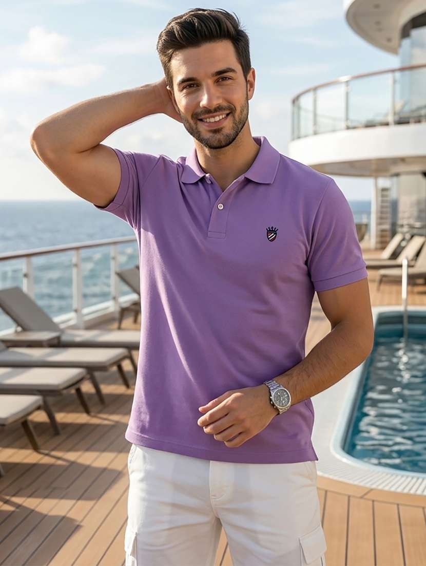 men solid short sleeve regular fit polo t-shirt