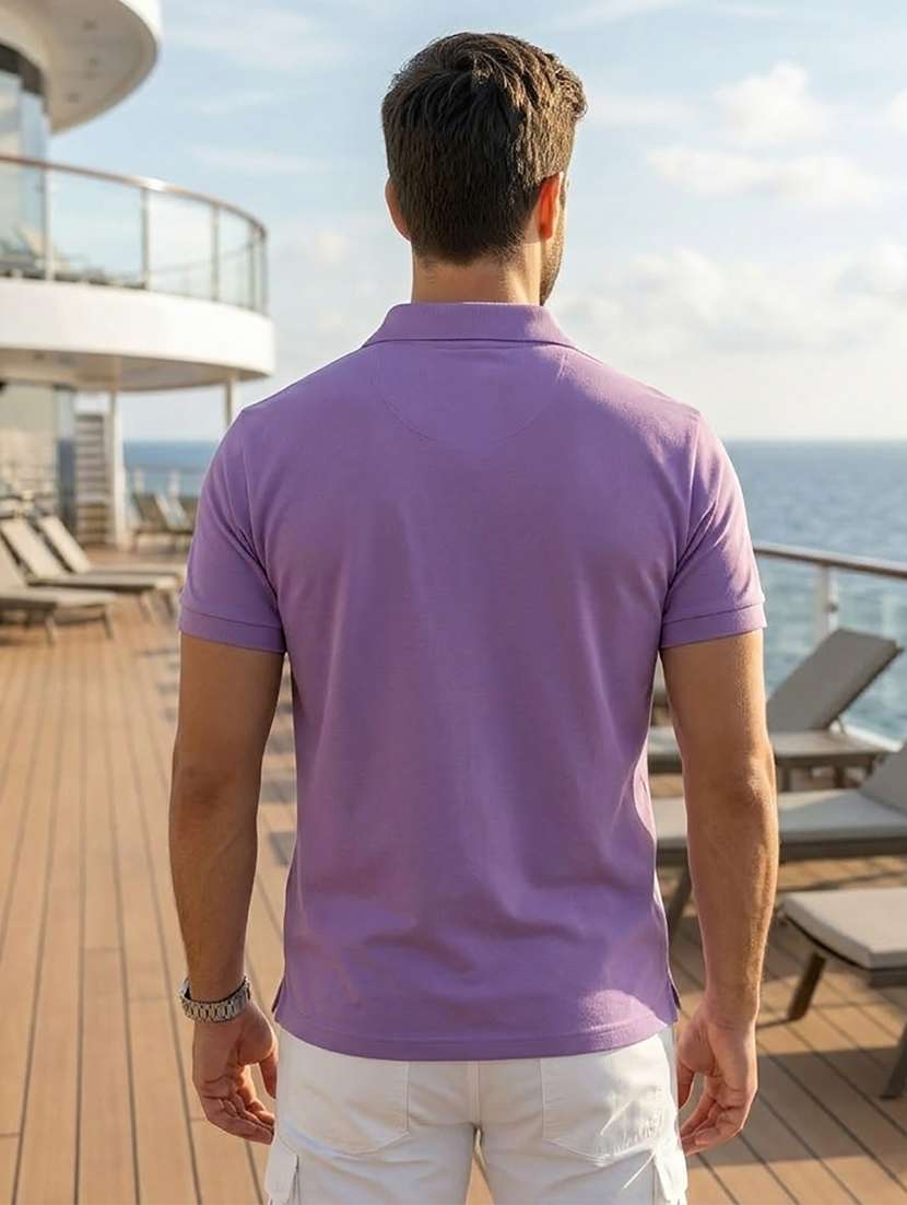 Men Solid Short Sleeve Regular Fit Polo T-shirt - 22527445 -  Standard Image - 3