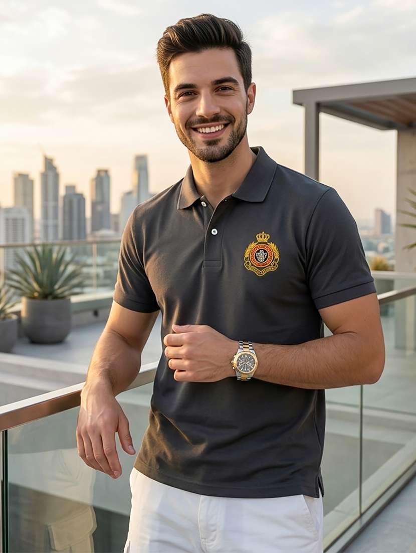 men solid short sleeve regular fit polo t-shirt