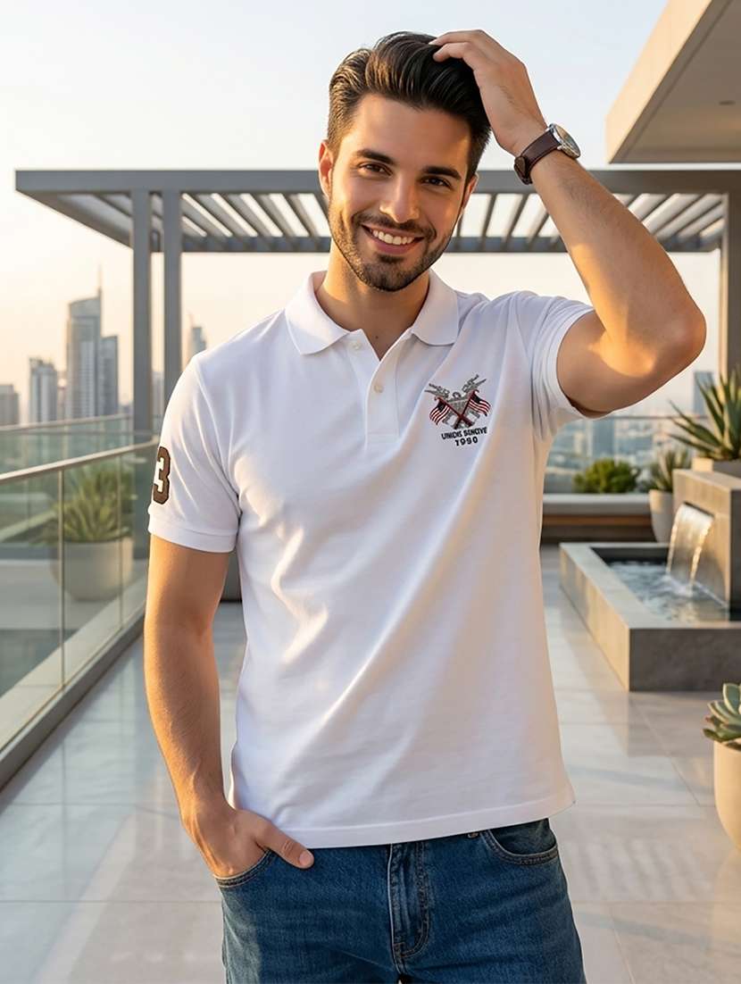 men solid short sleeve regular fit polo t-shirt