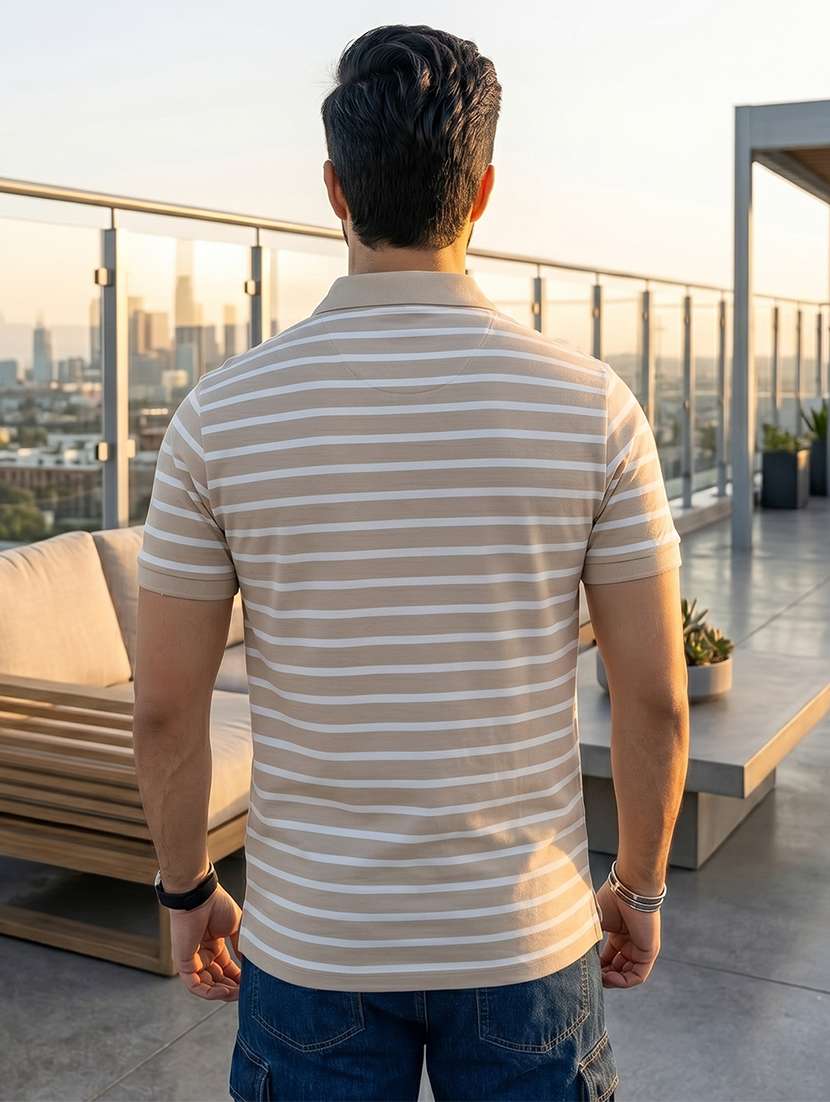 men striped short sleeve regular fit polo t-shirt - 22527488 -  Standard Image - 3