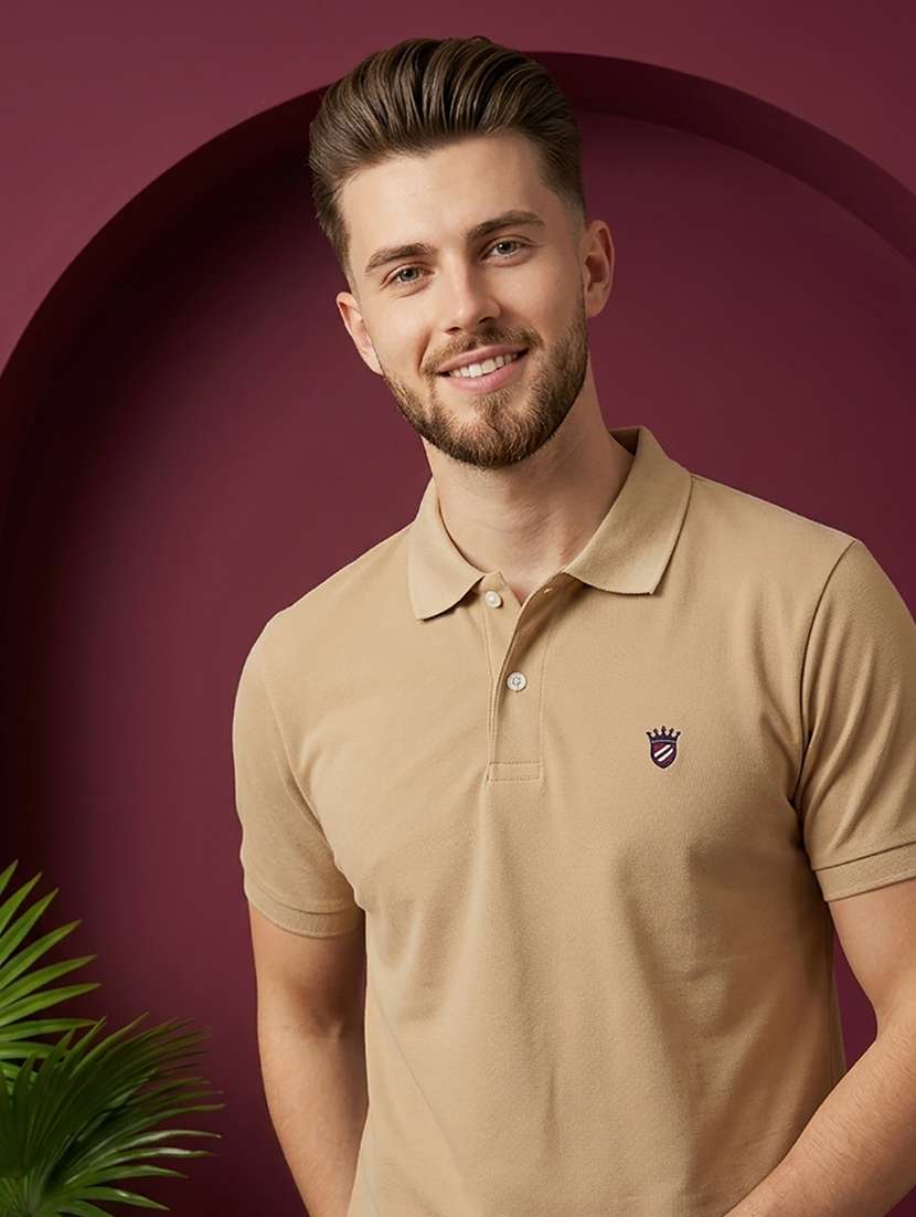 men solid short sleeve regular fit polo t-shirt