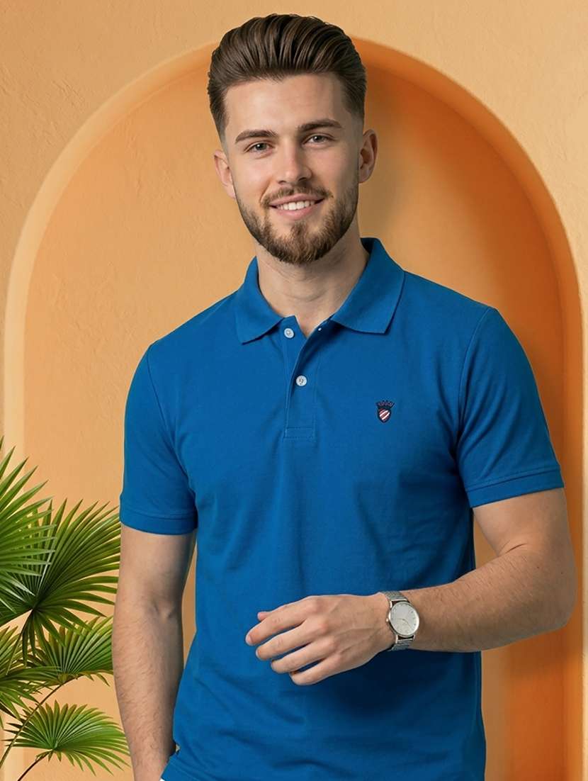 men solid short sleeve regular fit polo t-shirt
