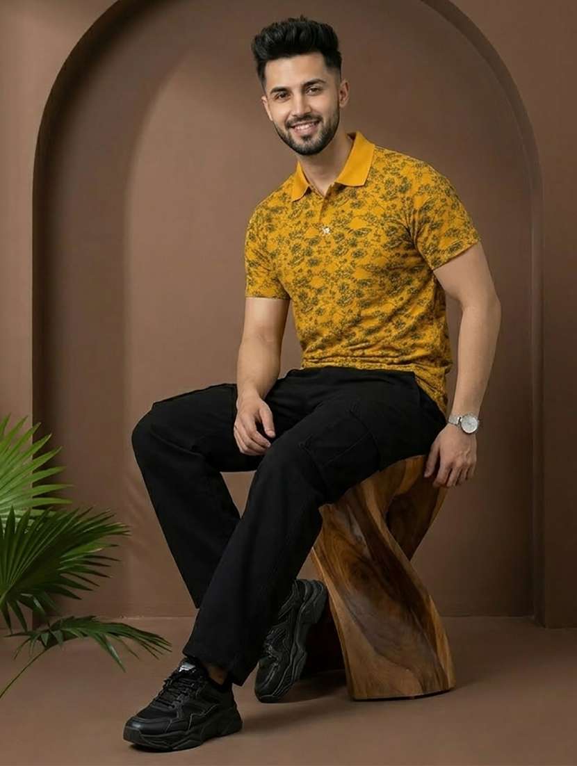 men printed short sleeve regular fit polo t-shirt