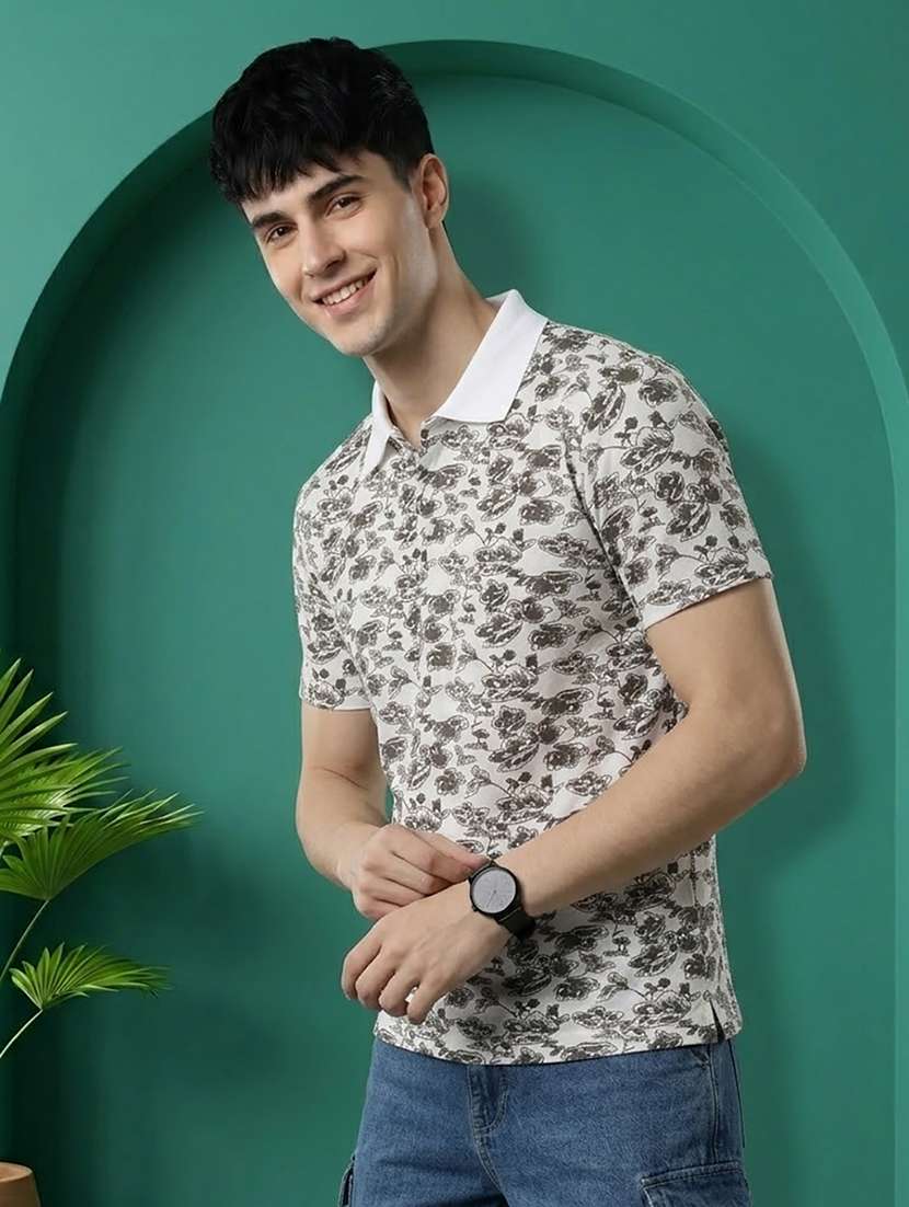 men printed short sleeve regular fit polo t-shirt