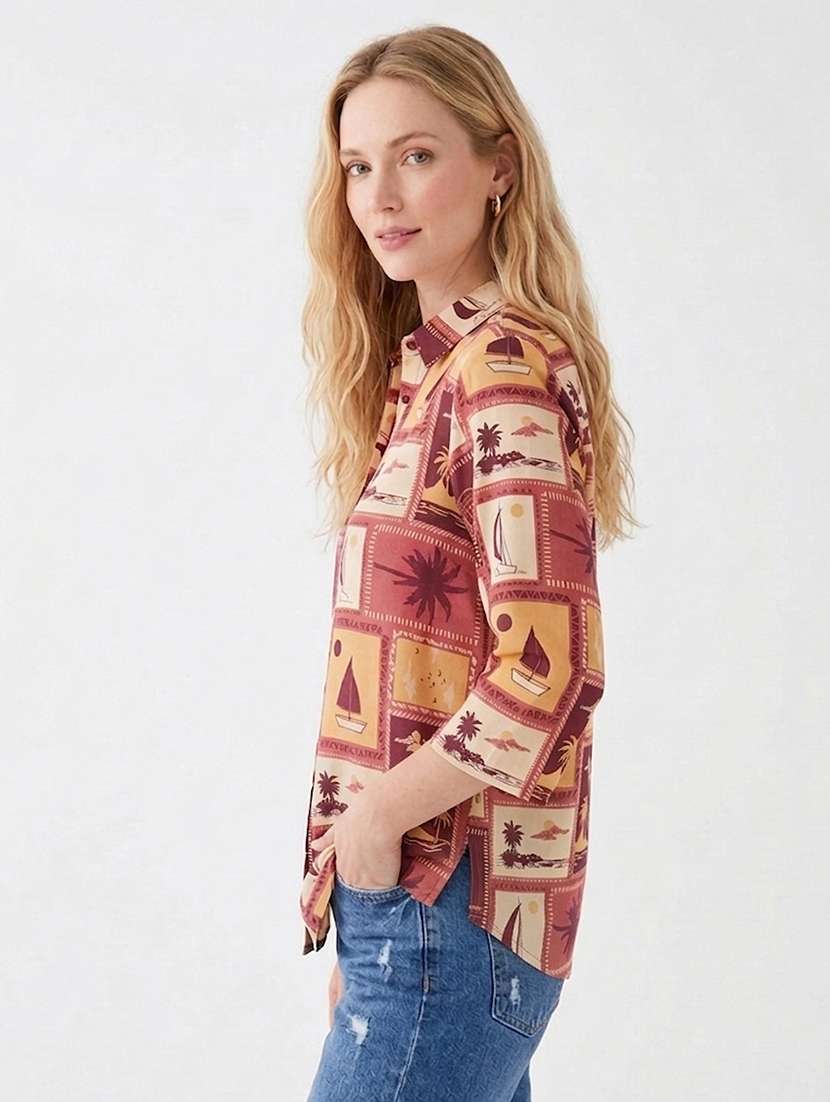 women printed collared regular shirt - 22527562 -  Standard Image - 3