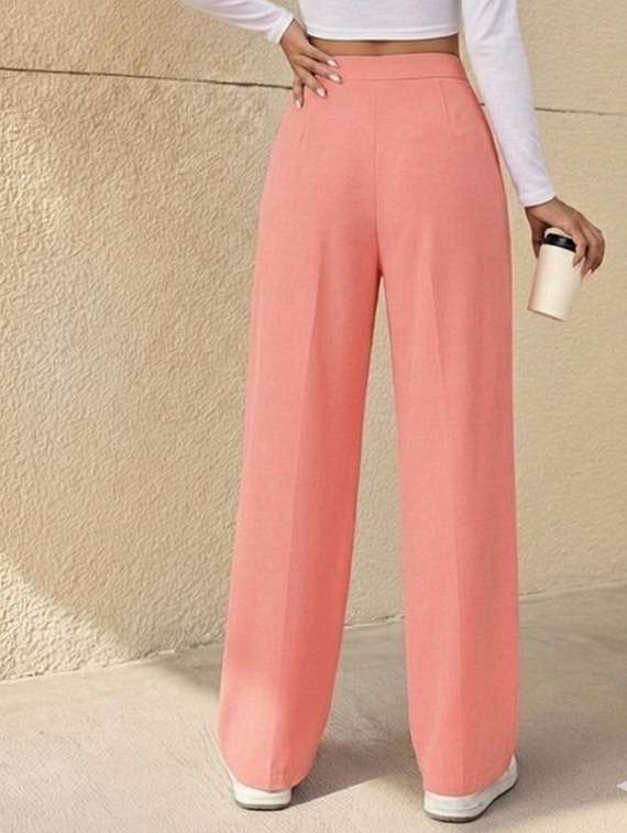 women solid high rise straight fit trouser - 22527568 -  Standard Image - 3