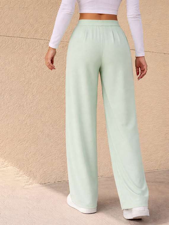 women solid high rise straight fit trouser - 22527572 -  Standard Image - 3