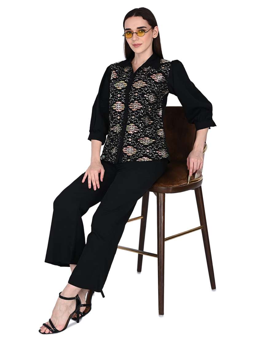 Women Embroidered Collared Ethnic Co-ord Set - 22527661 -  Standard Image - 5