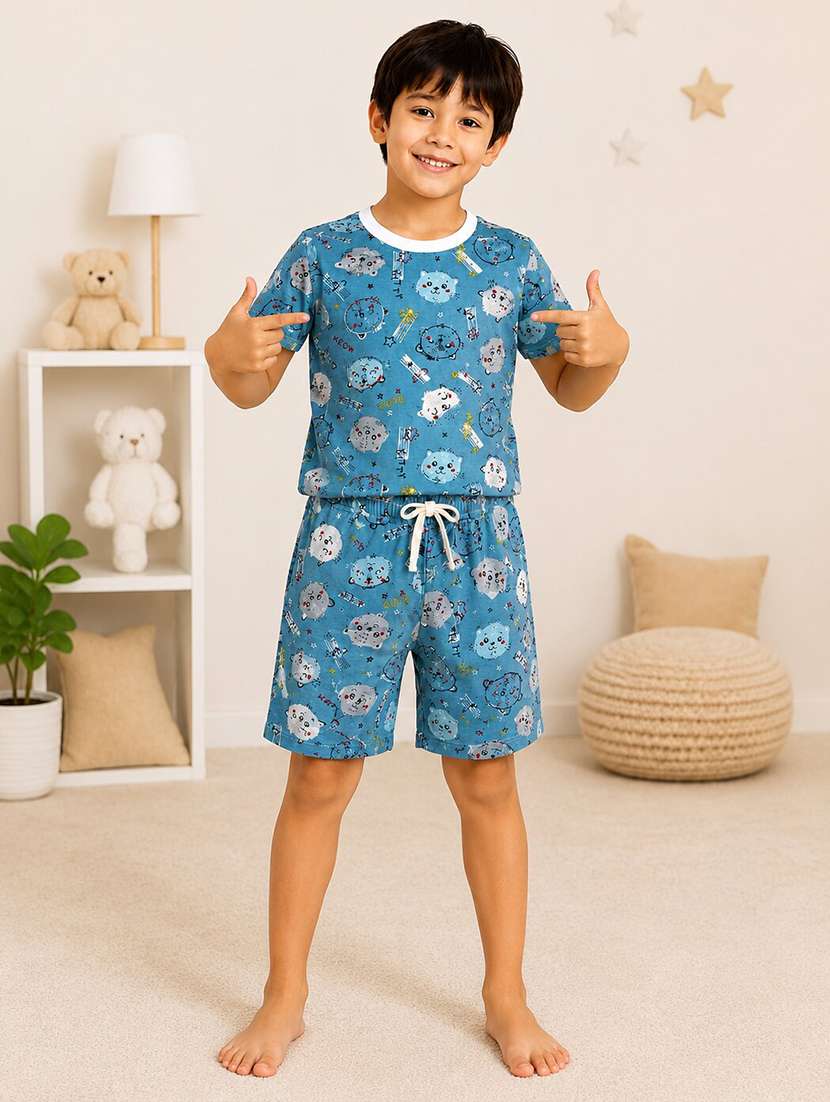 boys printed t-shirt & shorts co-ords set - 22527689 -  Standard Image - 3