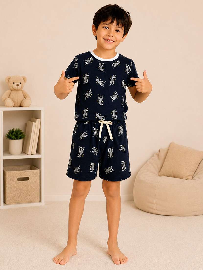 boys printed t-shirt & shorts co-ords set - 22527690 -  Standard Image - 3