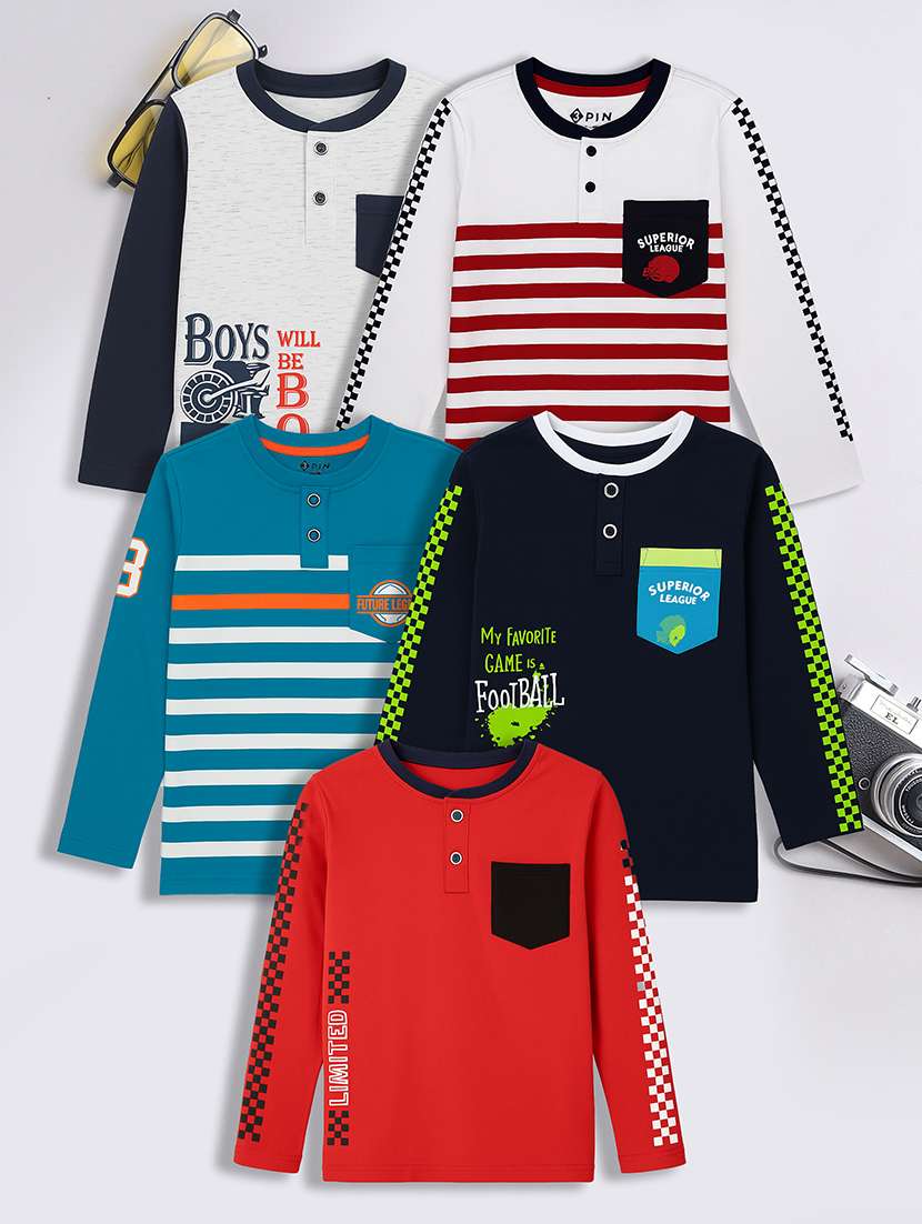 boys pack of 5 printed t-shirt