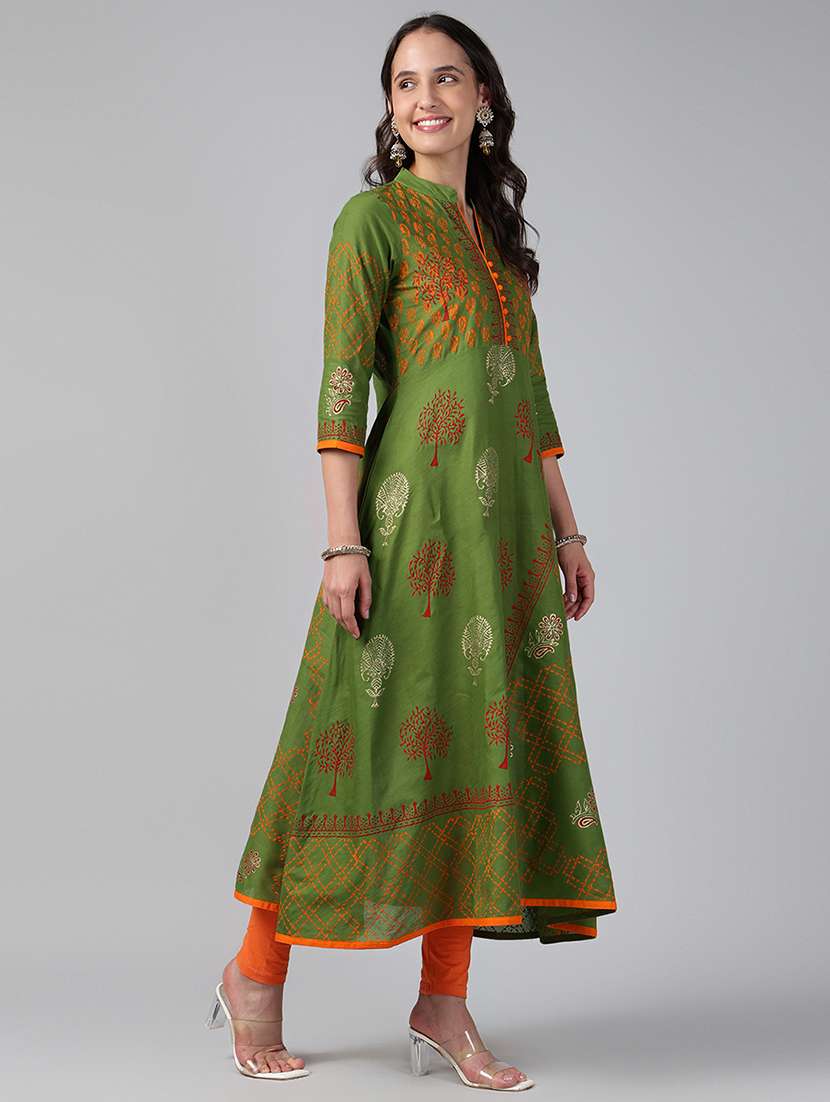 women printed three quarter sleeve anarkali kurta - 22527771 -  Standard Image - 5