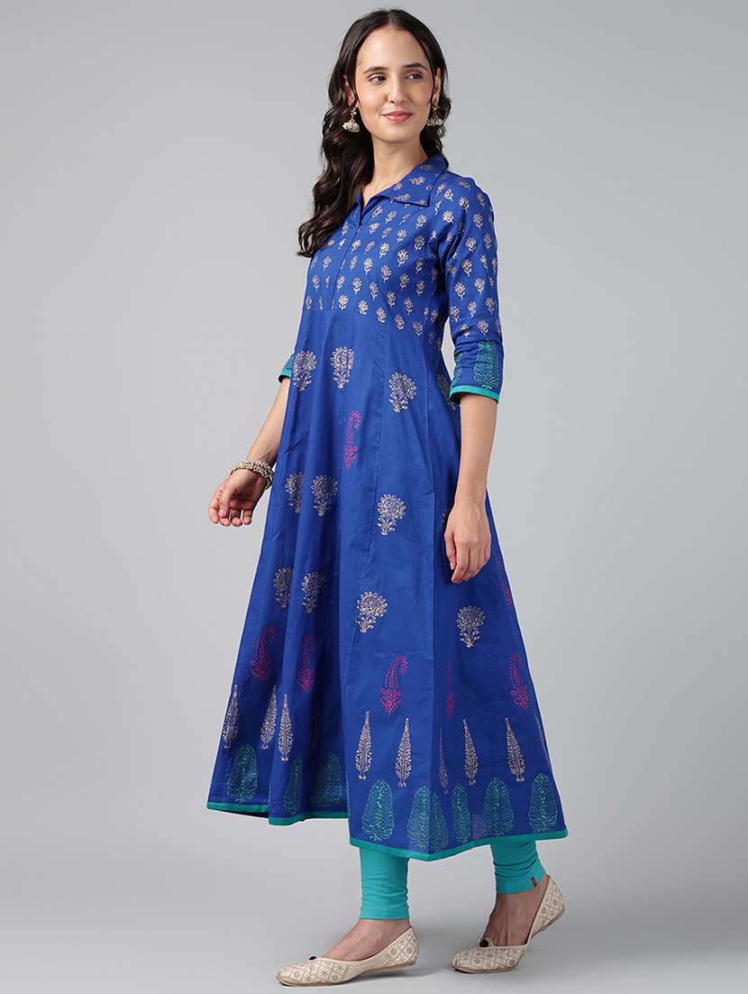 women printed three quarter sleeve anarkali kurta - 22527772 -  Standard Image - 3