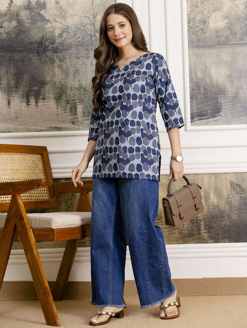 women printed three quarter sleeve straight kurti - 22527787 -  Standard Image - 5