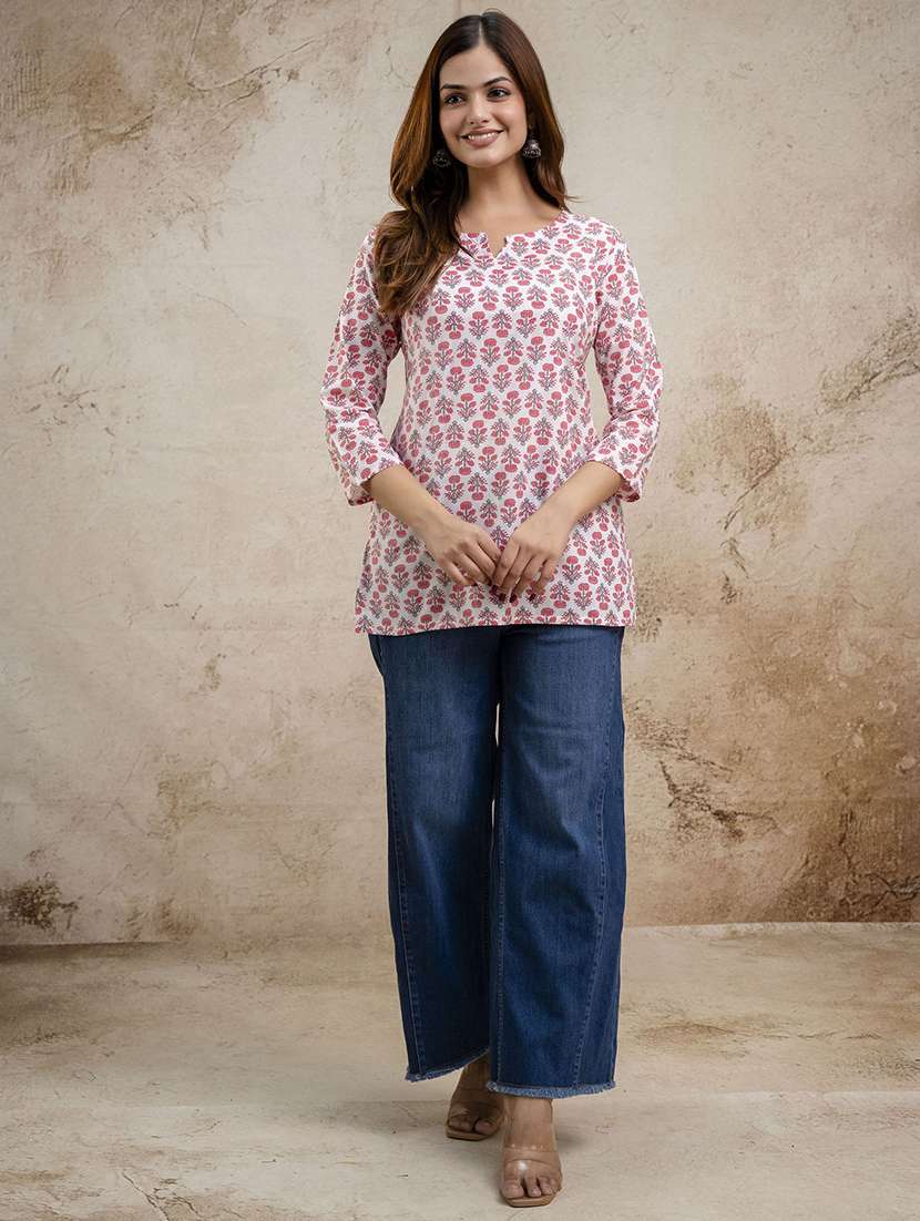 women printed three quarter sleeve straight kurti - 22527808 -  Standard Image - 5