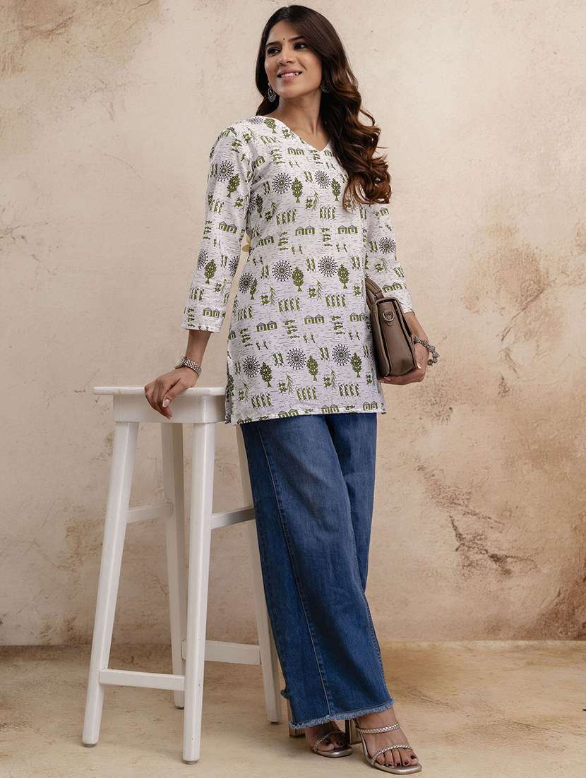 women printed three quarter sleeves straight kurti - 22527810 -  Standard Image - 5