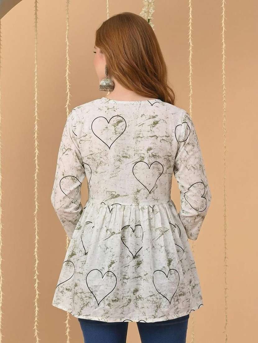 women printed three quarter sleeves a-line kurti - 22527813 -  Standard Image - 3