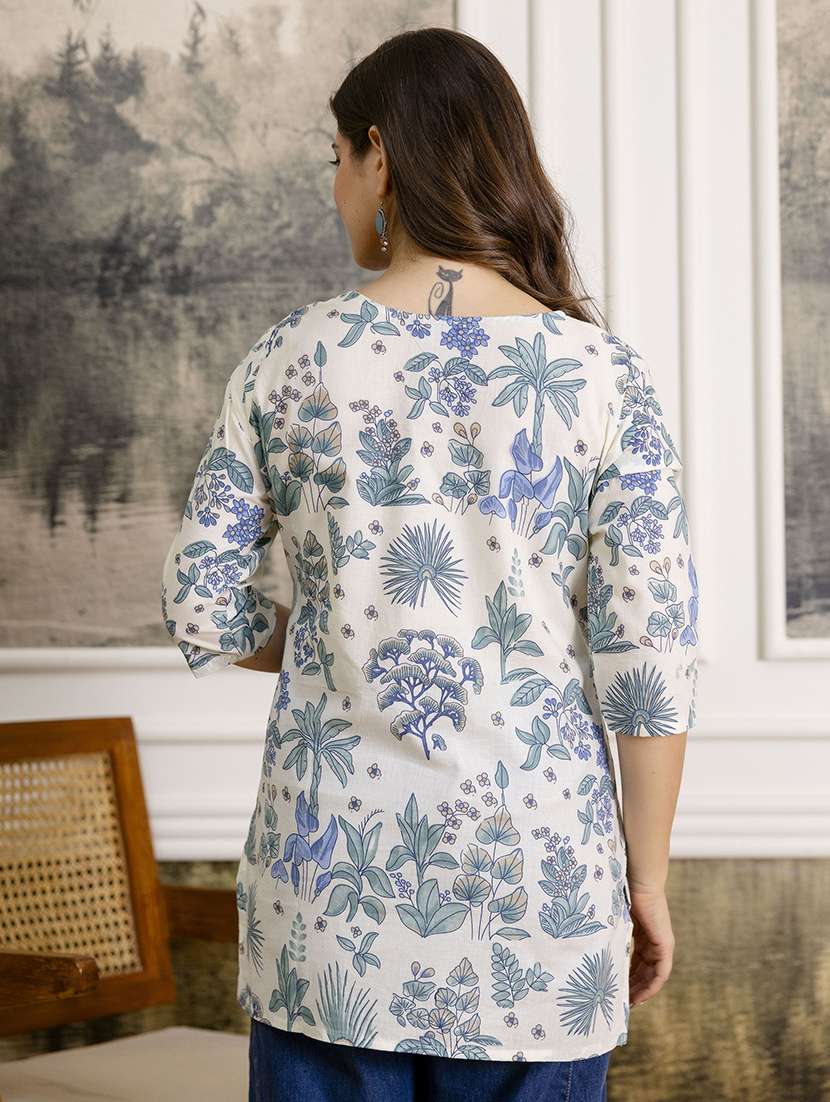 women printed three quarter sleeves straight kurti - 22527820 -  Standard Image - 3