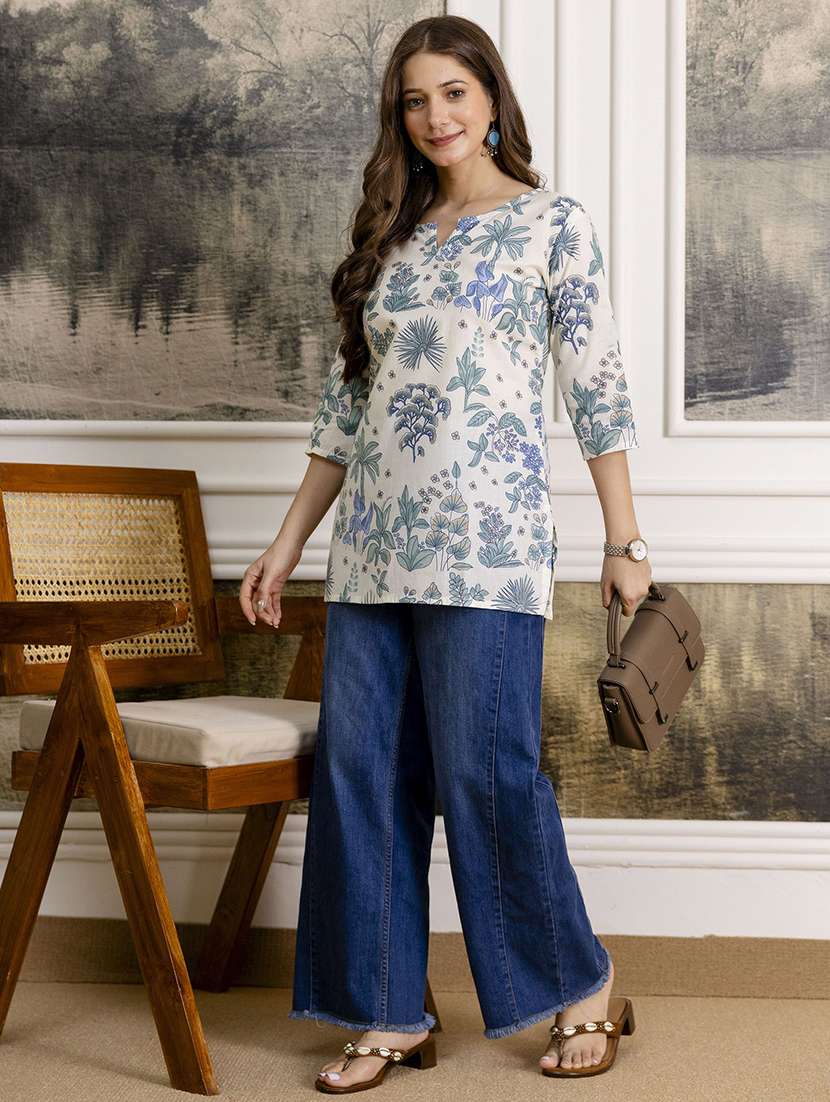 women printed three quarter sleeves straight kurti - 22527820 -  Standard Image - 5