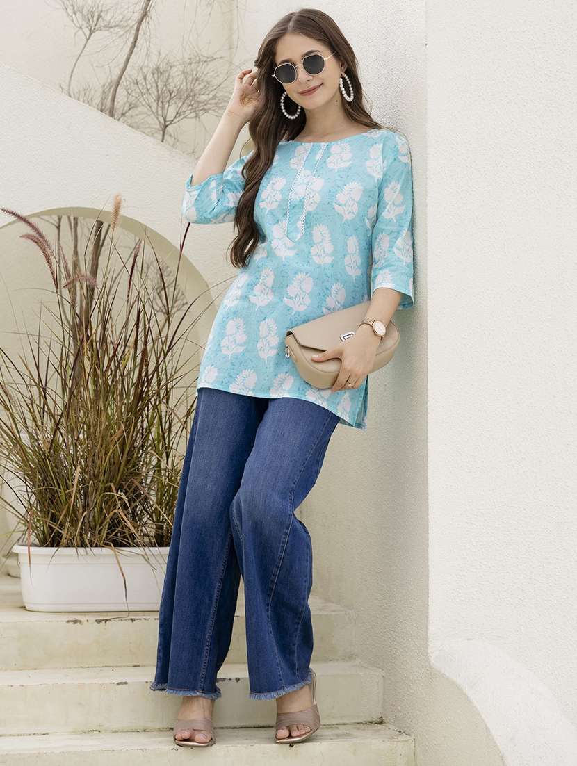 women printed three quarter sleeves straight kurti - 22527821 -  Standard Image - 5