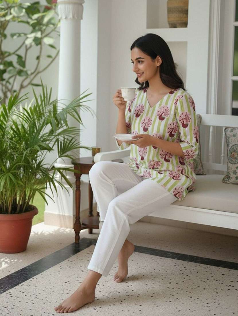 women printed three quarter sleeve straight kurti - 22527828 -  Standard Image - 5