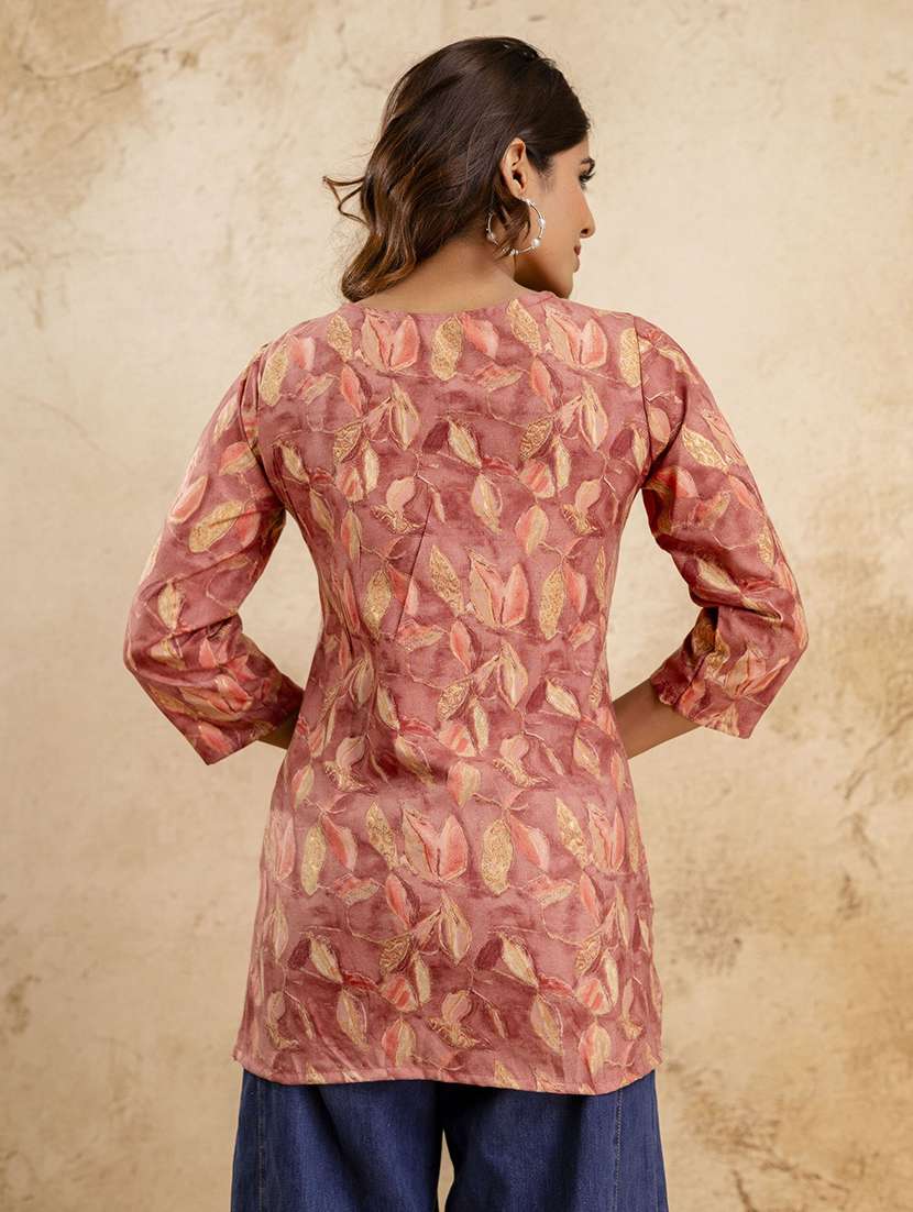 women printed three quarter sleeve straight kurti - 22527852 -  Standard Image - 3