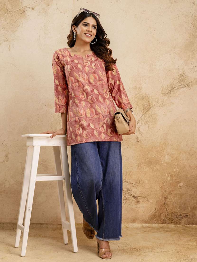 women printed three quarter sleeve straight kurti - 22527852 -  Standard Image - 5