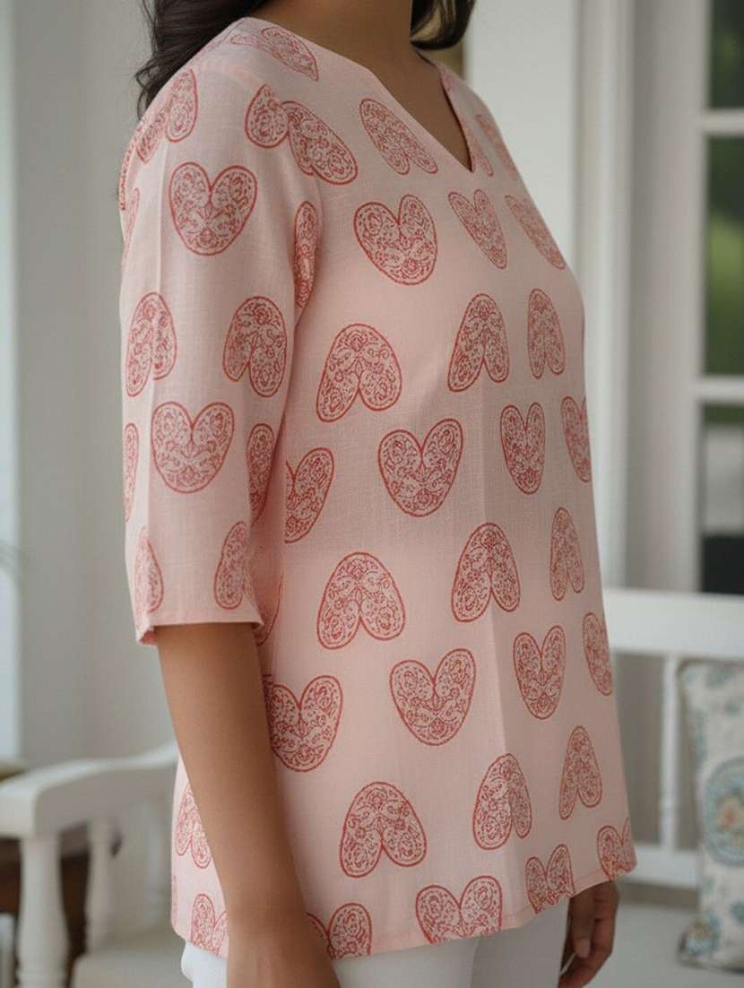 Women Printed Three Quarter Sleeve Straight Kurti - 22527854 -  Standard Image - 3