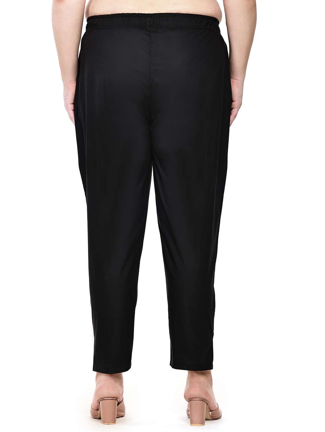 women solid mid rise ankle length tapered pant - 22527890 -  Standard Image - 3