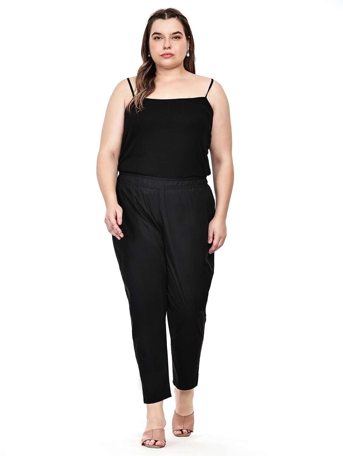 women solid mid rise ankle length tapered pant - 22527890 -  Standard Image - 5
