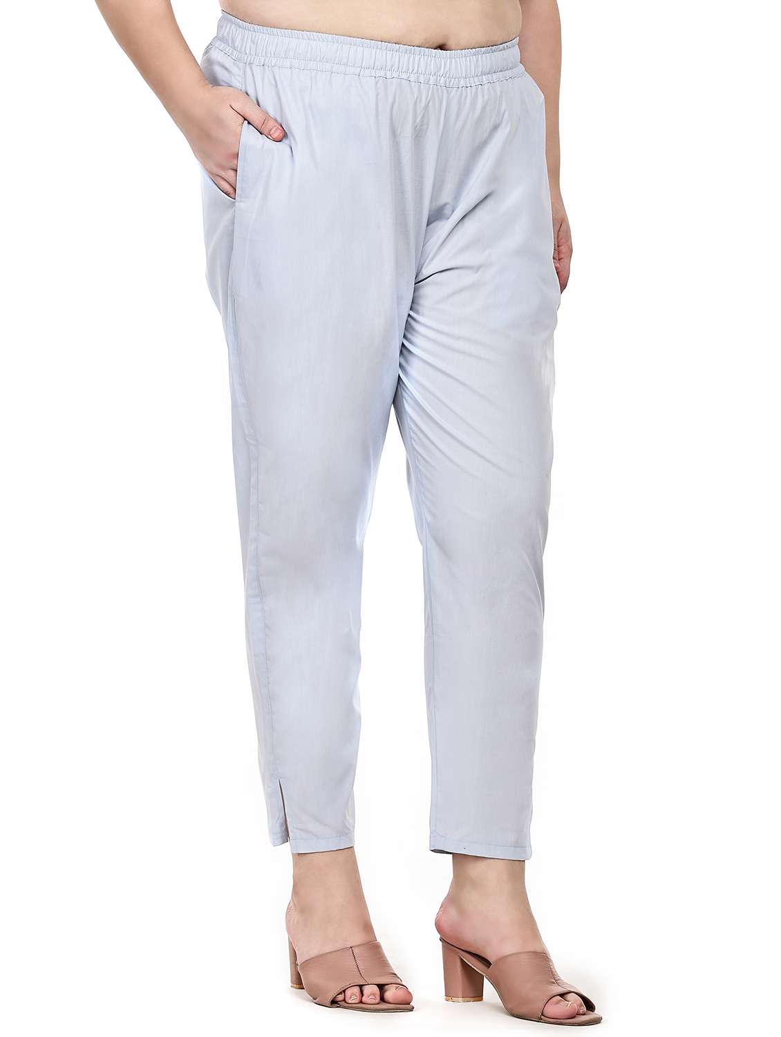 Women Solid Mid Rise Ankle Length Tapered Pant - 22527893 -  Standard Image - 3