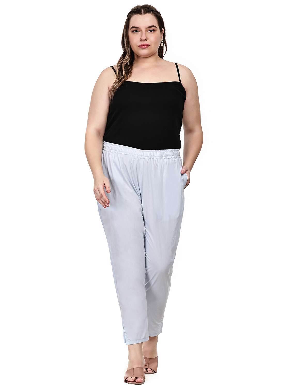 Women Solid Mid Rise Ankle Length Tapered Pant - 22527893 -  Standard Image - 5