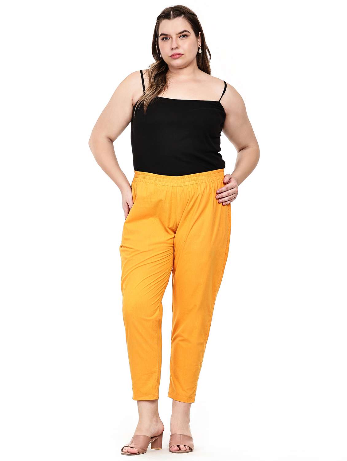 women solid mid rise ankle length tapered pant - 22527902 -  Standard Image - 5