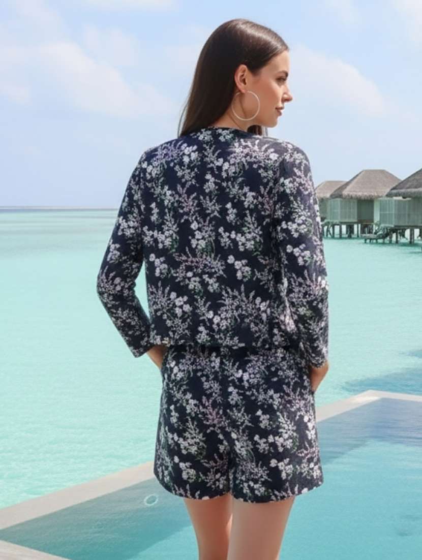 women printed long sleeves top and shorts co-ord set - 22527937 -  Standard Image - 3