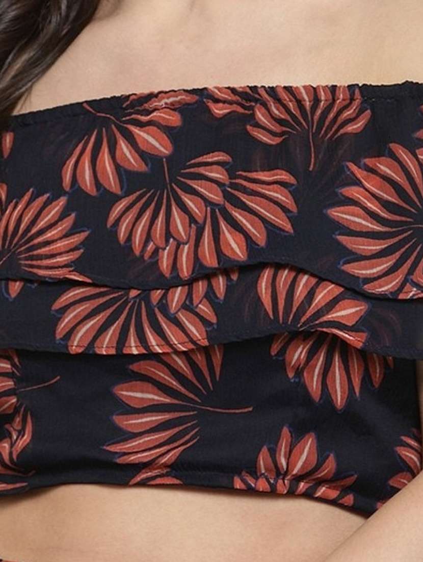 women printed off shoulder crop top - 22527989 -  Standard Image - 3