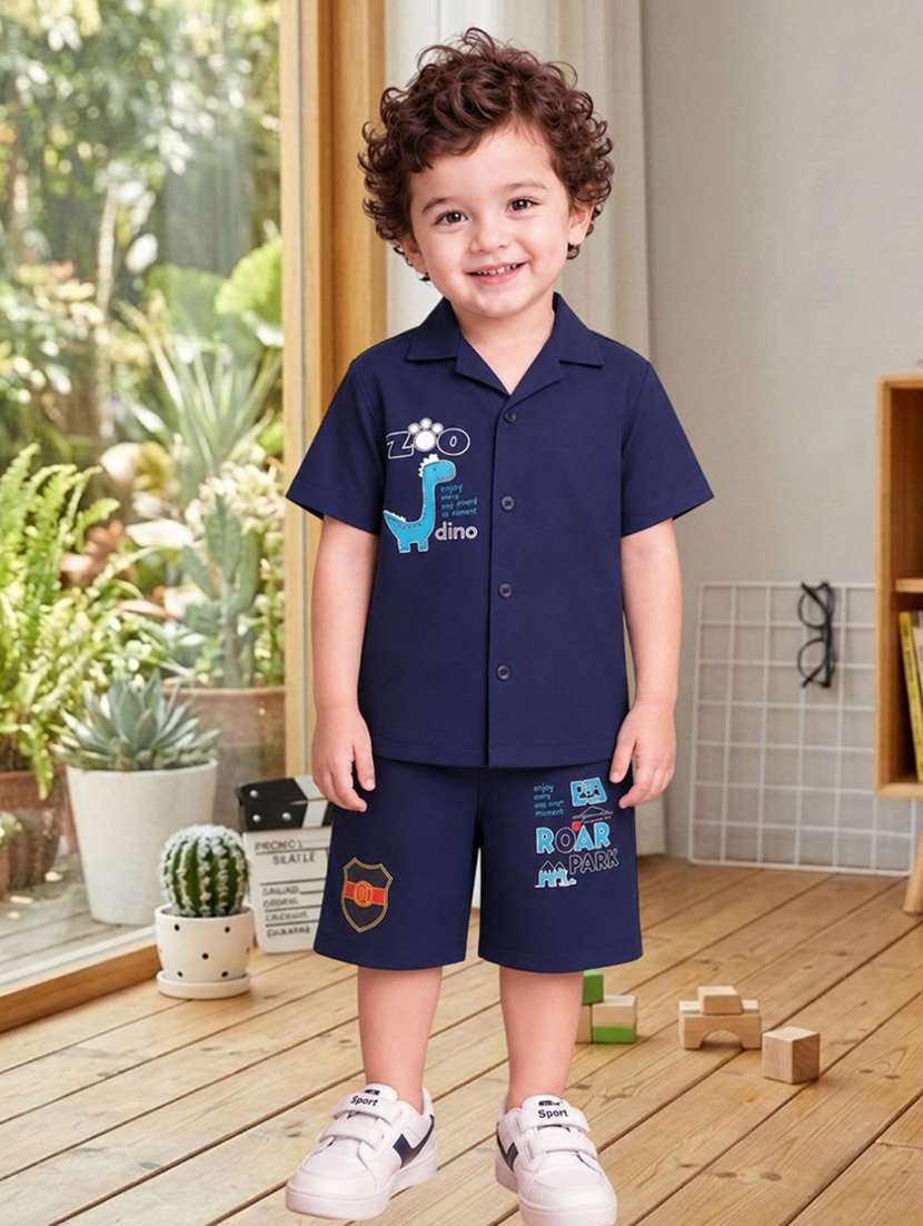 boys printed shirt & shorts co-ords set