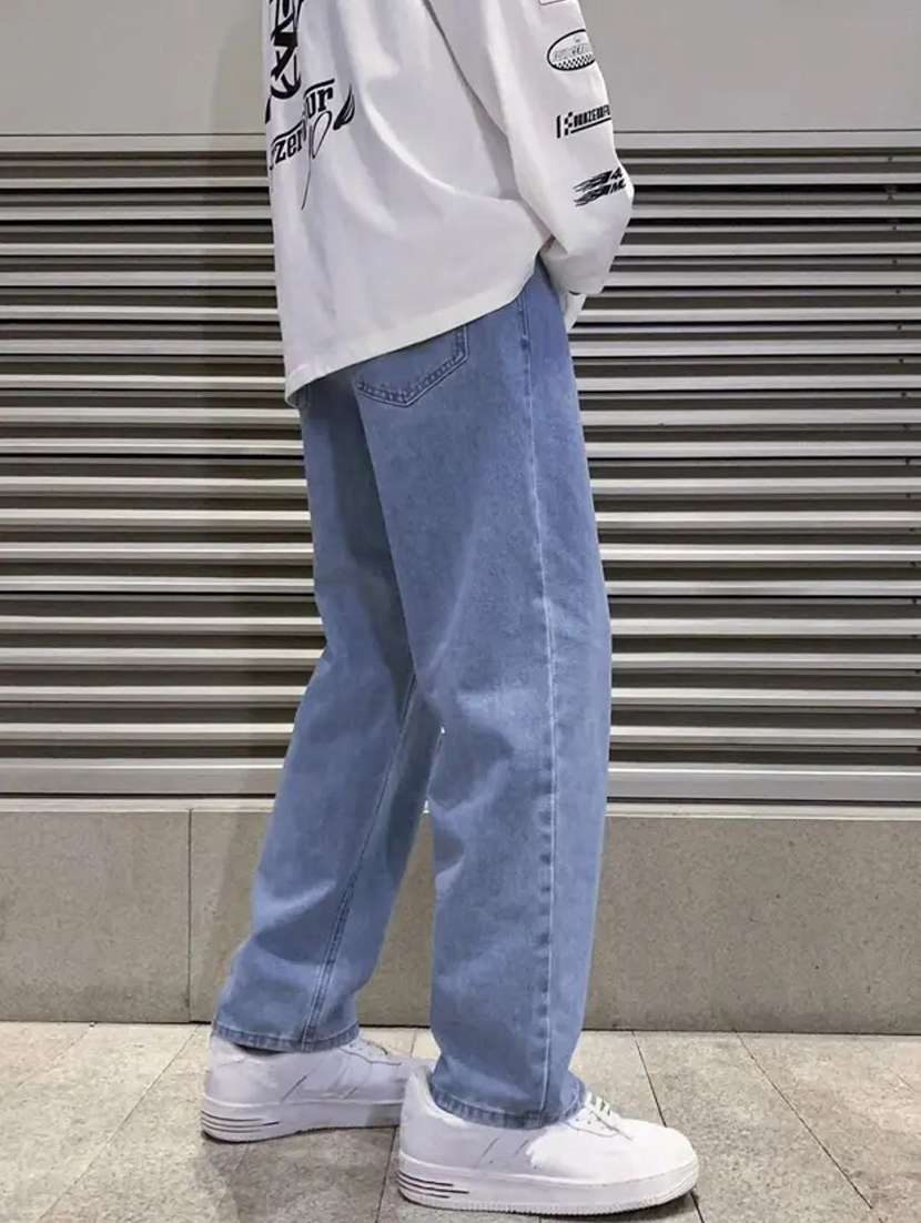 men plain mid rise full length relaxed fit jeans - 22528009 -  Standard Image - 3