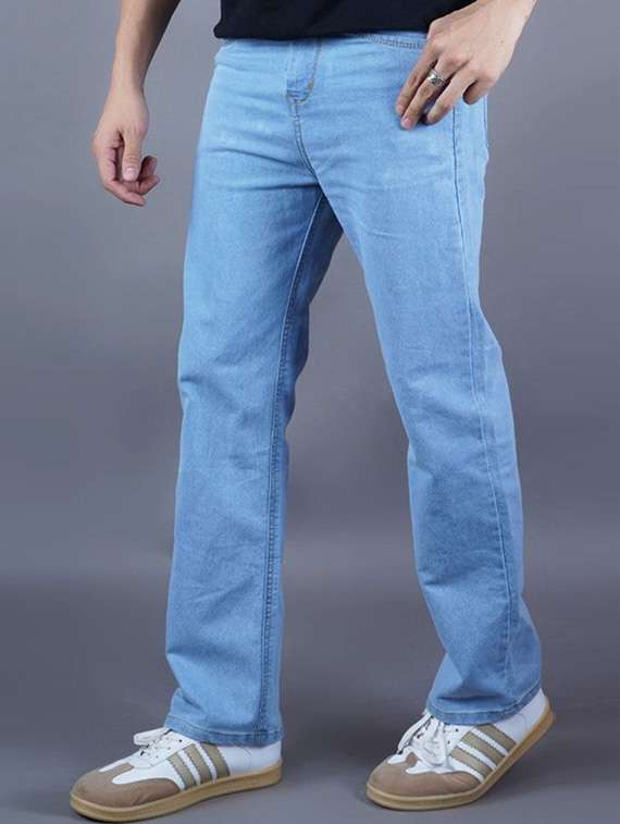 men plain mid rise full length straight jeans