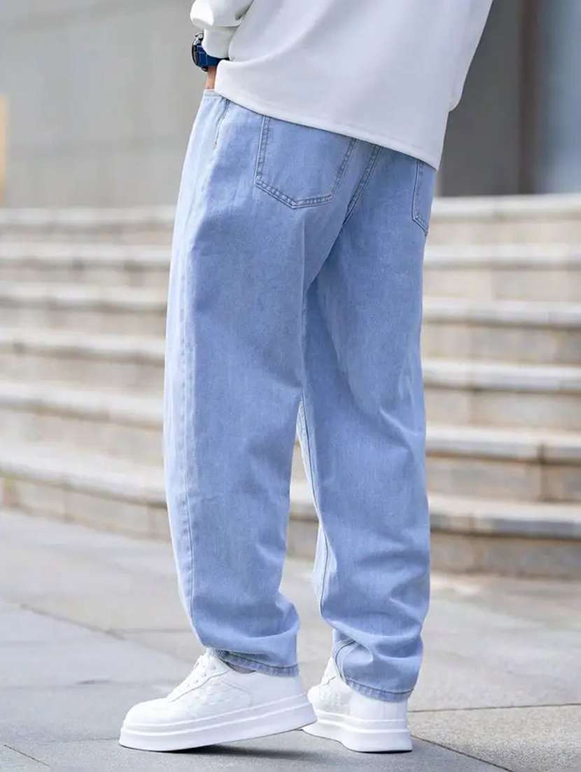 men plain mid rise full length relaxed fit jeans - 22528023 -  Standard Image - 3