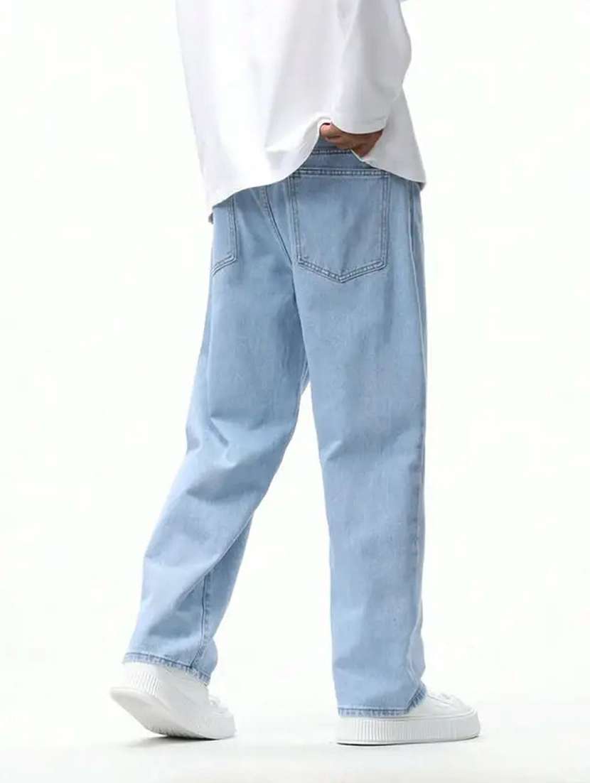 men plain mid rise full length baggy jeans - 22528031 -  Standard Image - 3