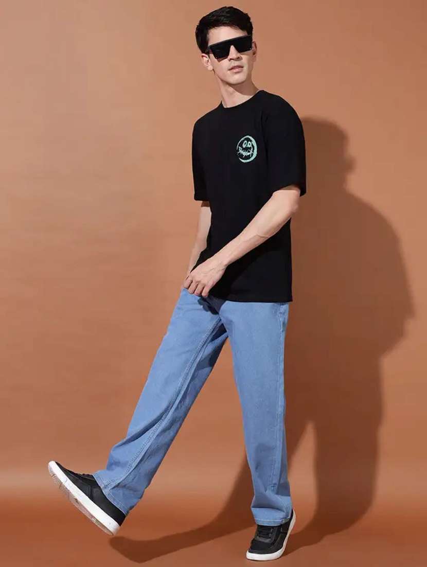 men plain mid rise full length straight jeans - 22528046 -  Standard Image - 3