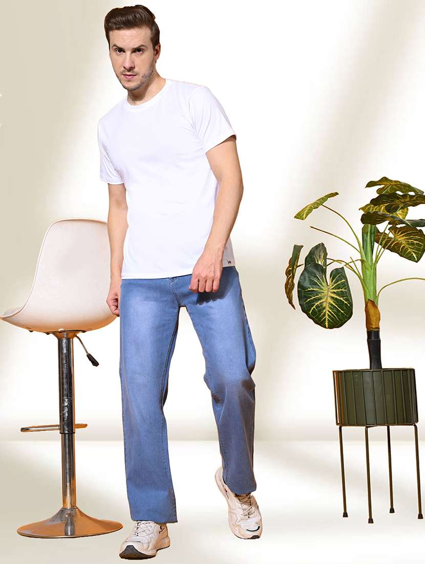 men washed mid rise full length straight jeans - 22528051 -  Standard Image - 3