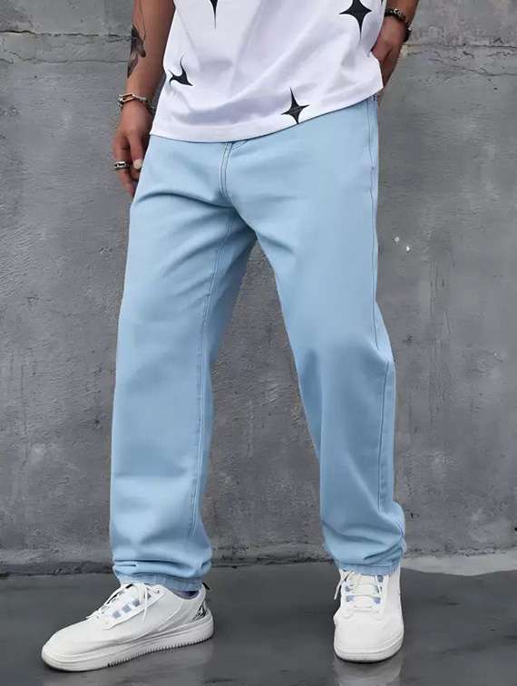 men plain mid rise full length relaxed fit jeans