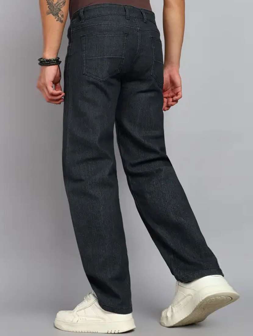 men plain mid rise full length straight jeans - 22528090 -  Standard Image - 3