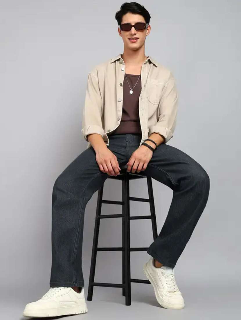 men plain mid rise full length straight jeans - 22528090 -  Standard Image - 5